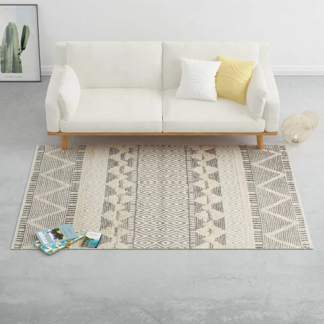 Teppich Handgewebt Wolle 120ã170 Cm Weiß/grau/schwarz/braun günstig online kaufen