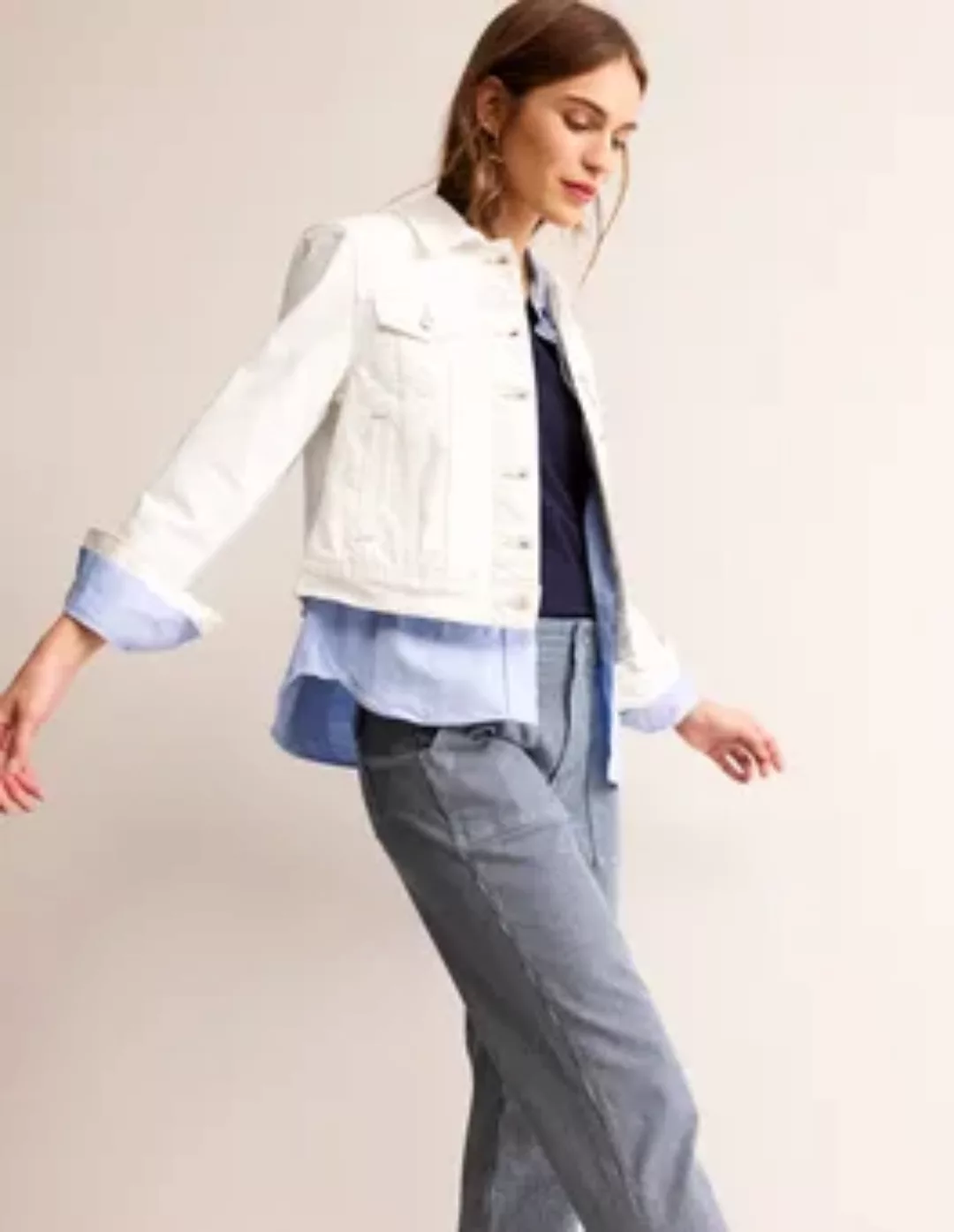 Robuste Jeansjacke Damen Boden, Beige günstig online kaufen