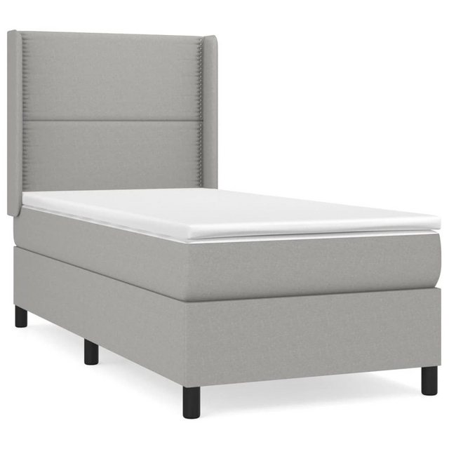 vidaXL Boxspringbett Boxspringbett mit Matratze Hellgrau 80x200 cm Stoff Be günstig online kaufen