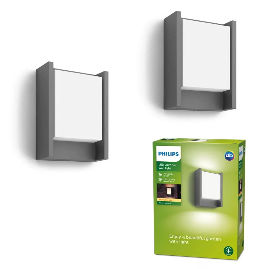 LED Wandleuchte Arbour in Anthrazit 6W 600lm IP44 Doppelpack günstig online kaufen