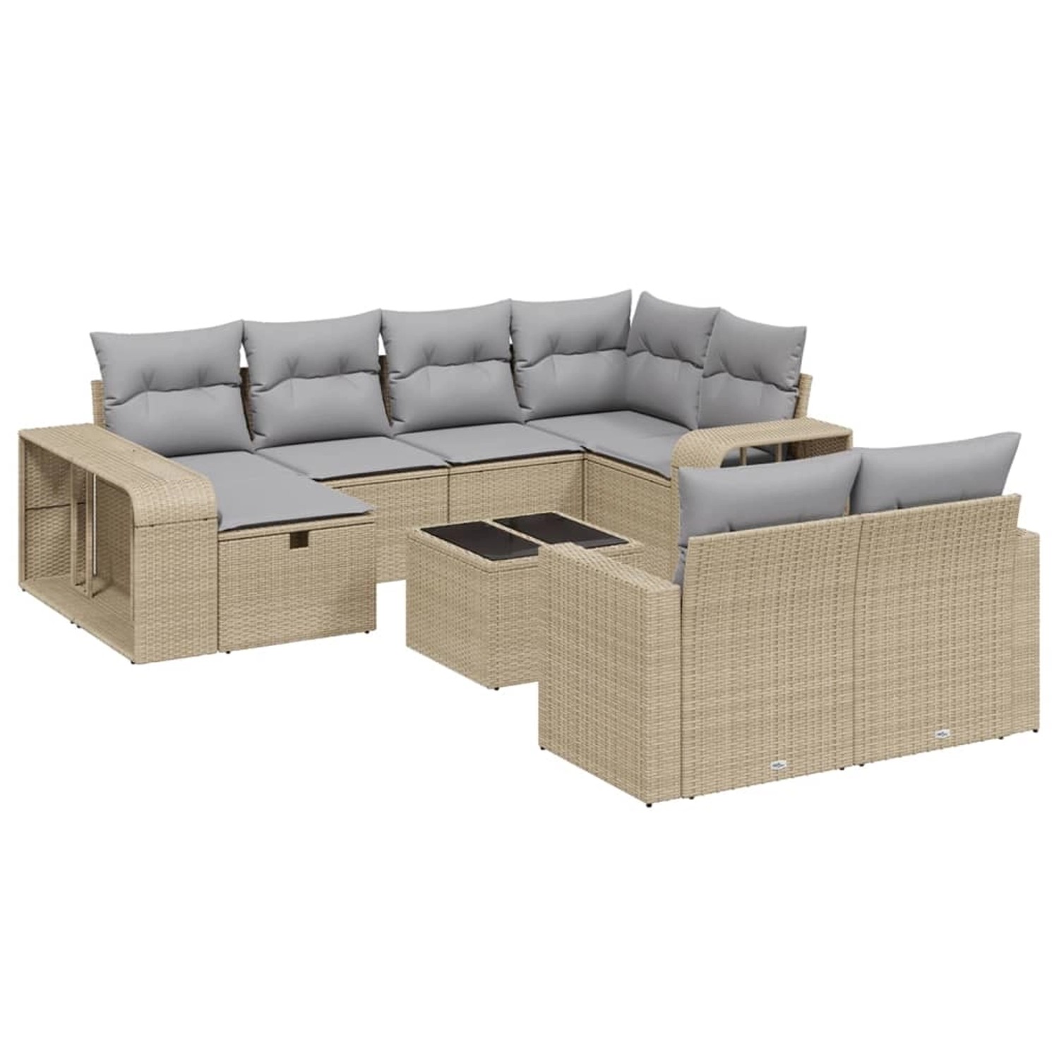 vidaXL 11-Tlg Garten-Sofagarnitur mit Kissen Beige Poly Rattan 3266249 günstig online kaufen
