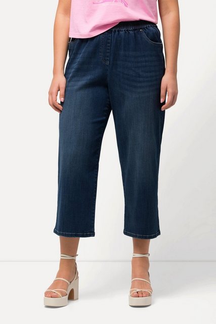 Ulla Popken Regular-fit-Jeans Lyocell-Culotte Rose weites Bein Elastikbund günstig online kaufen