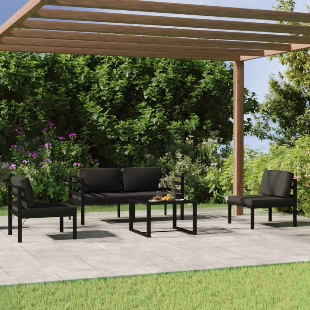 Vidaxl 5-tlg. Garten-lounge-set Mit Kissen Aluminium Anthrazit günstig online kaufen