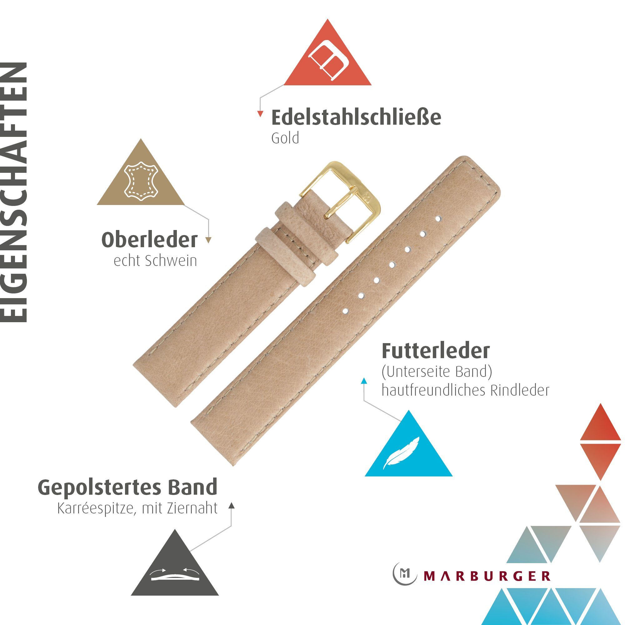 MARBURGER Uhrenarmband 14mm Leder Schwein Schweinsleder günstig online kaufen
