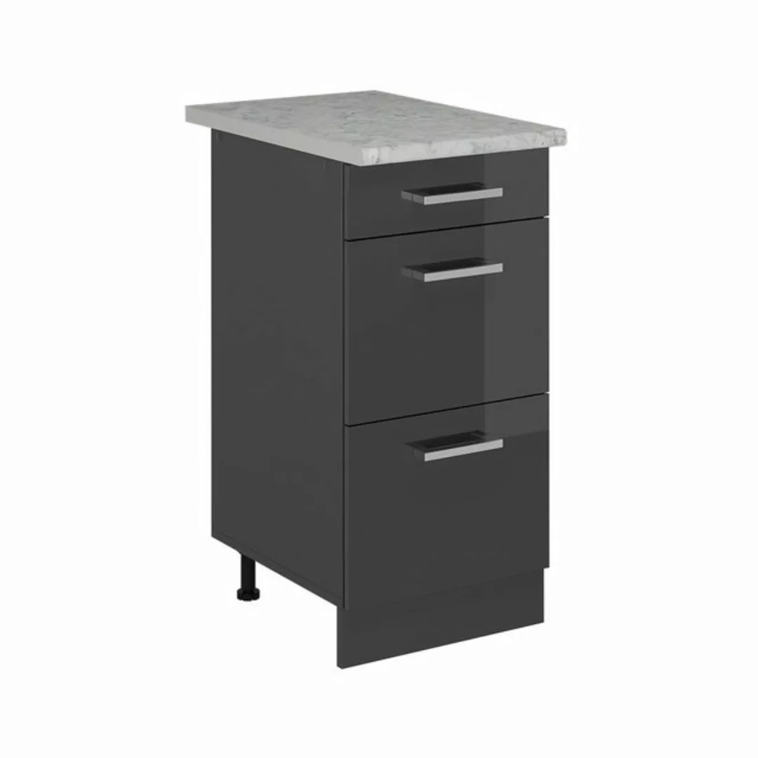 Vicco Unterschrank R-Line, Anthrazit Hochglanz/Anthrazit, 40 cm AP Marmor günstig online kaufen