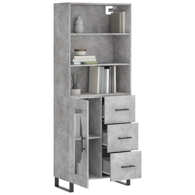 vidaXL Vitrine Highboard Betongrau 69,5x34x180 cm Spanplatte Glas Vitrine günstig online kaufen