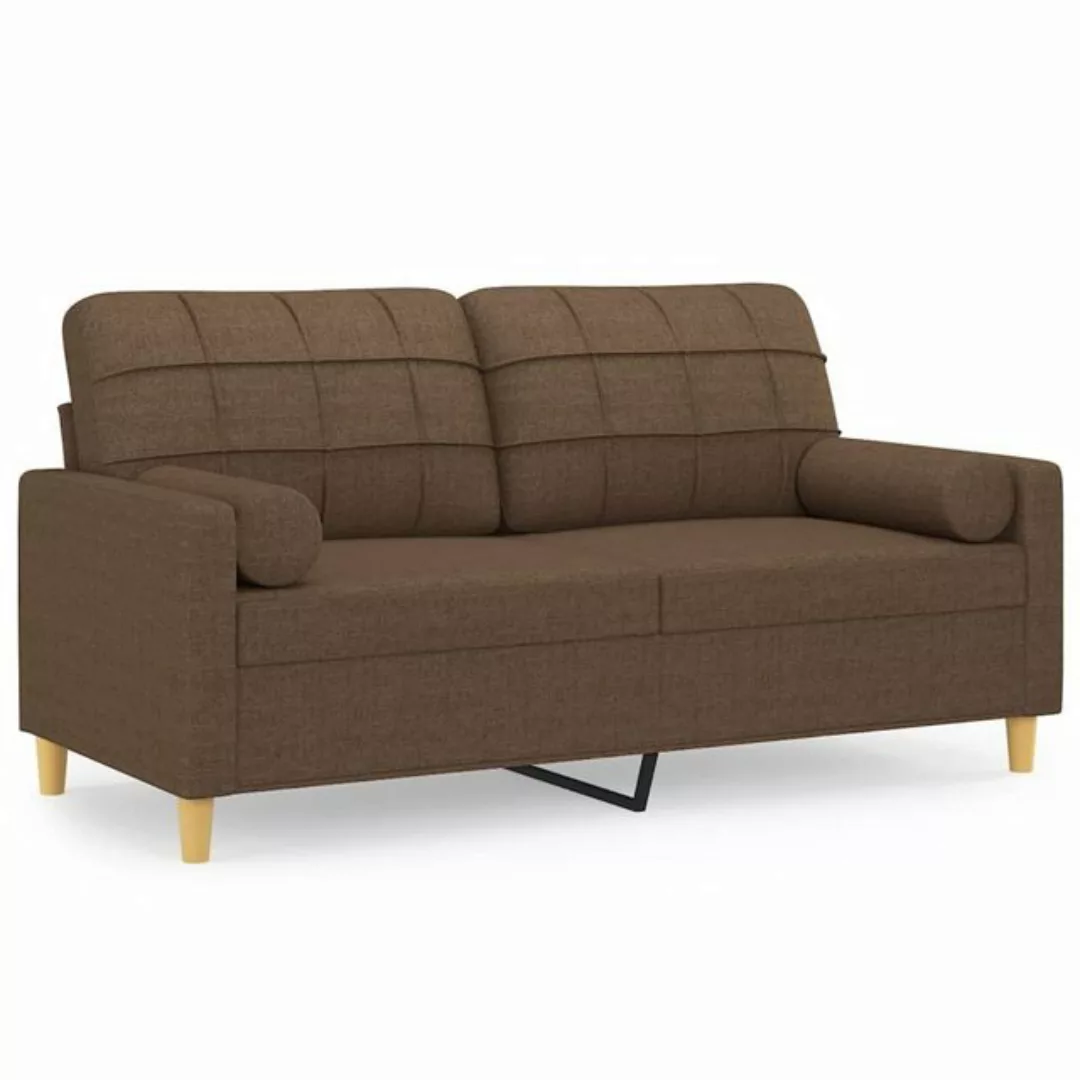 vidaXL Sofa 2-Sitzer-Sofa mit Zierkissen Braun 140 cm Stoff günstig online kaufen