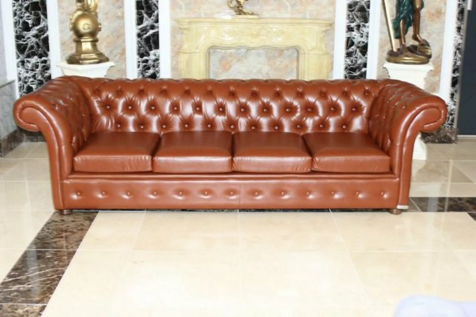 JVmoebel 4-Sitzer Sofa 4 Sitz Couch Sofas Chesterfield Viersitzer Kunstlede günstig online kaufen
