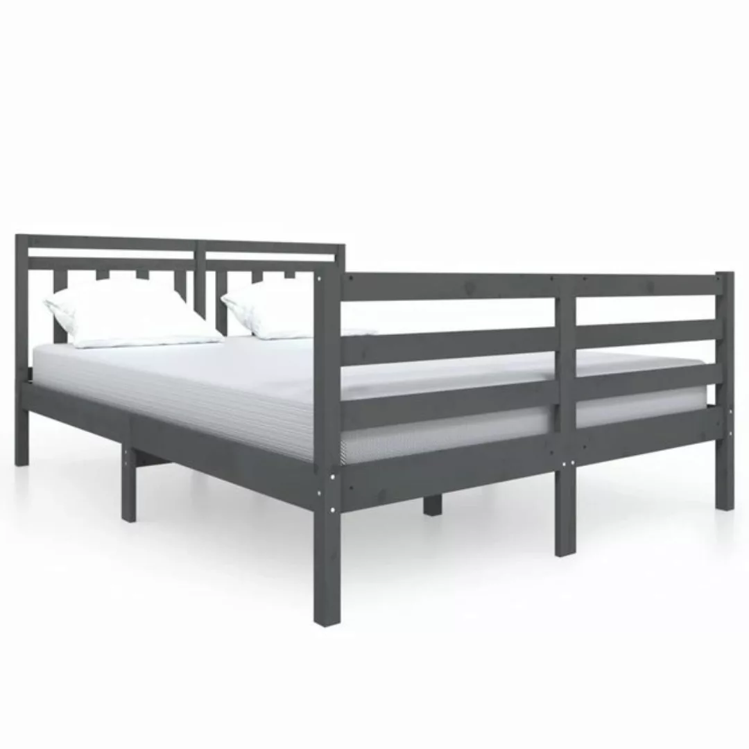 furnicato Bett Massivholzbett Grau 140x190 cm günstig online kaufen