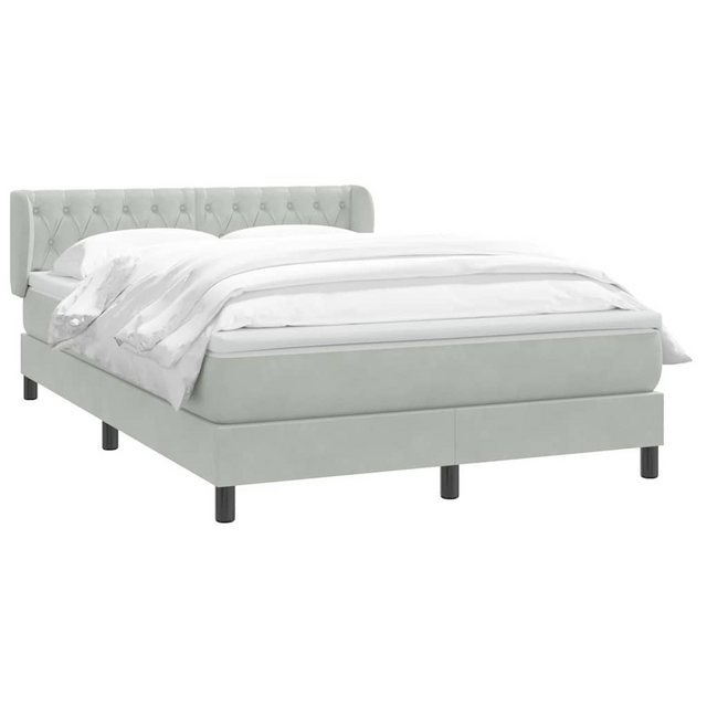 vidaXL Bett Boxspringbett mit Matratze Hellgrau 140x220 cm Samt günstig online kaufen