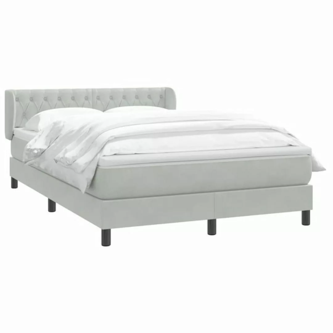 vidaXL Bett Boxspringbett mit Matratze Hellgrau 140x210 cm Samt günstig online kaufen