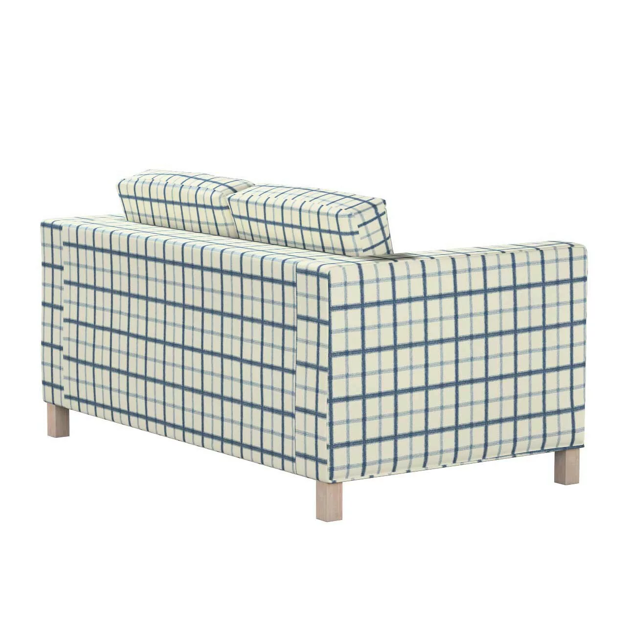 Bezug für Karlanda 2-Sitzer Sofa nicht ausklappbar, kurz, blau-creme, 60cm günstig online kaufen