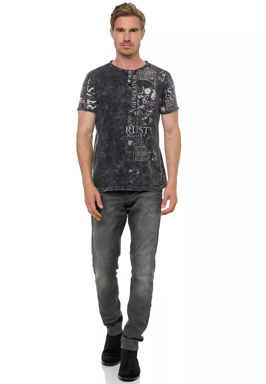 Rusty Neal T-Shirt, im Used-Look mit Allover-Print günstig online kaufen