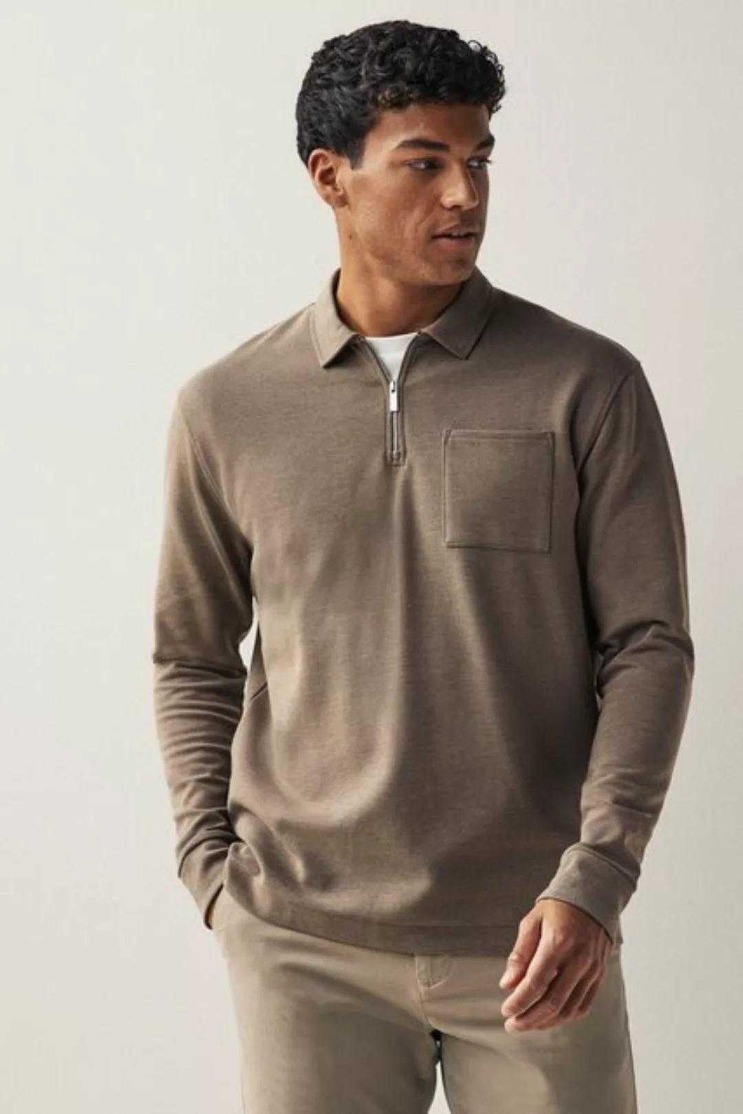 Next Langarm-Poloshirt Strukturiertes, langärmeliges Polohemd (1-tlg) günstig online kaufen