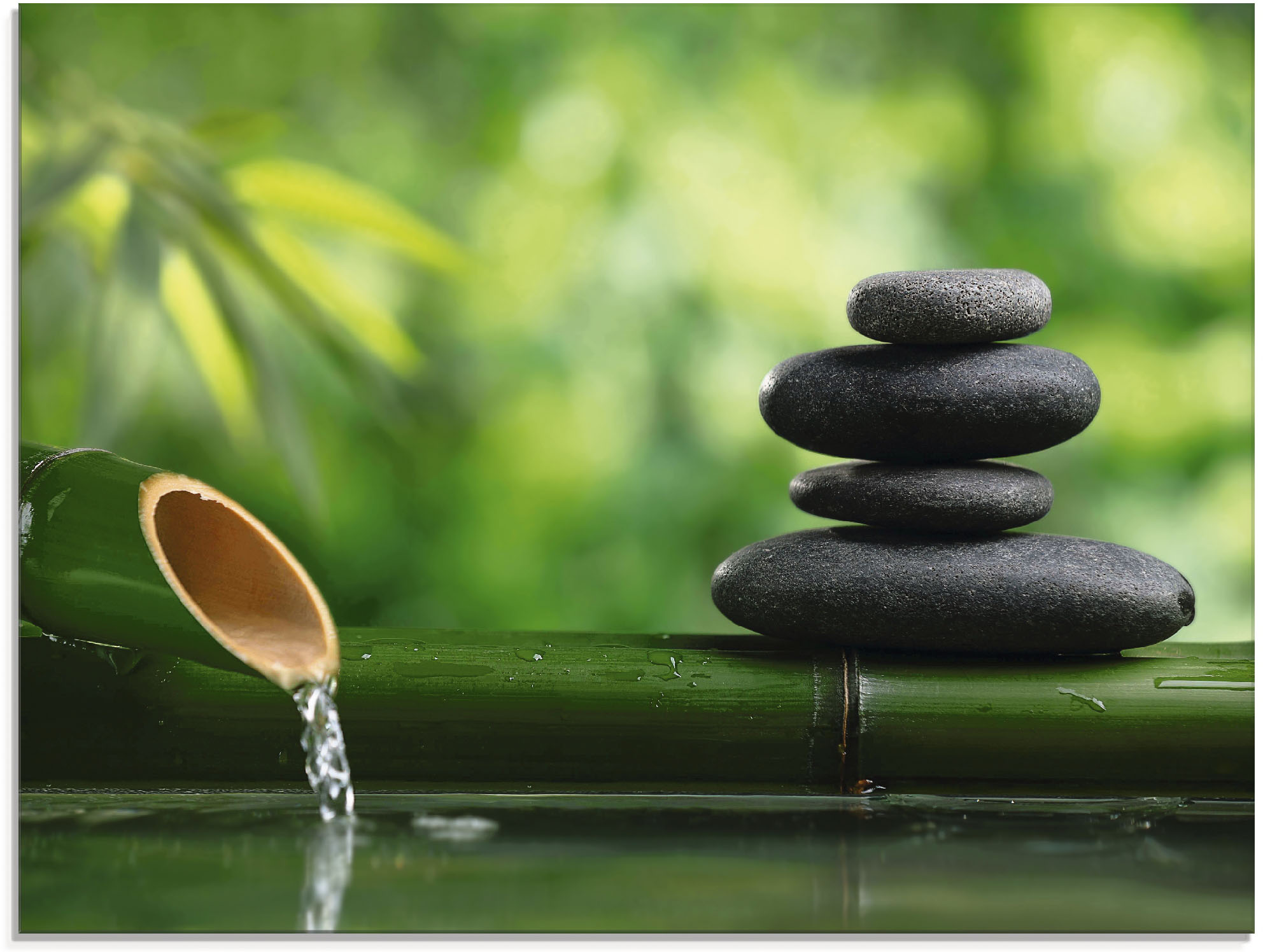 Artland Glasbild "Bambusbrunnen und Zen-Stein", Zen, (1 St.), in verschiede günstig online kaufen