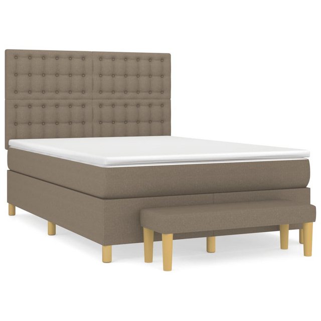 vidaXL Boxspringbett Boxspringbett mit Matratze Taupe 140x200 cm Stoff Bett günstig online kaufen