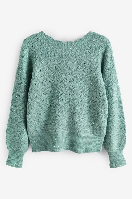 Next Wickelpullover Pailletten-Pullover mit Wickeldetail am Rücken (1-tlg) günstig online kaufen