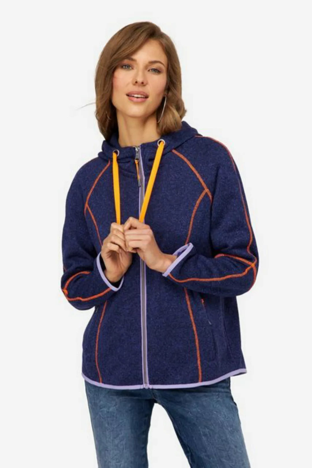 Laurasøn Sweatjacke Strickfleece-Jacke Kapuze Zipper Langarm günstig online kaufen