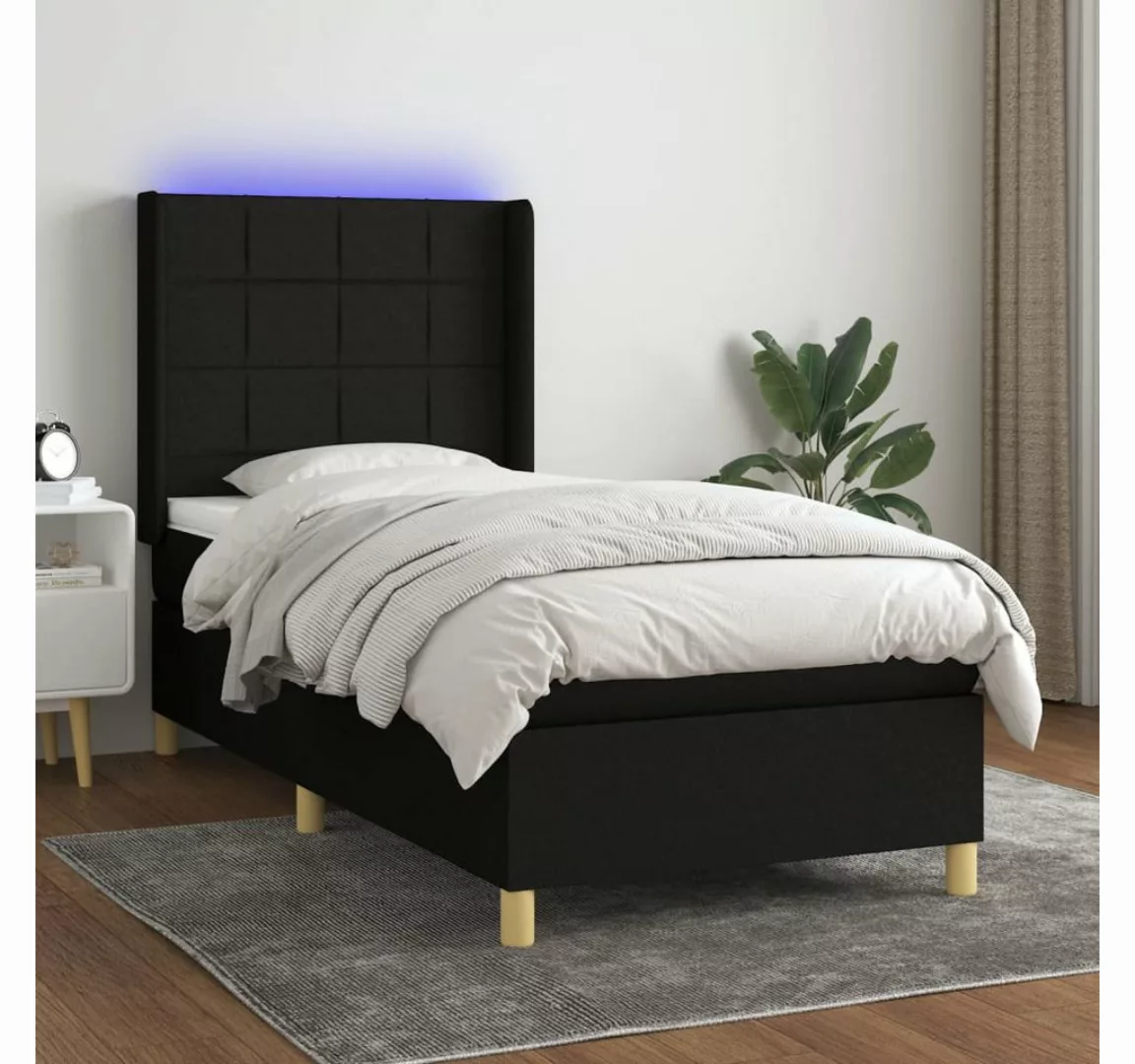 vidaXL Boxspringbett Boxspringbett mit Matratze LED Schwarz 100x200 cm Stof günstig online kaufen