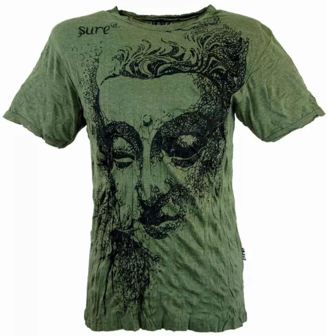 Guru-Shop T-Shirt Sure Herren T-Shirt Buddha - olive Goa Style, Festival, a günstig online kaufen