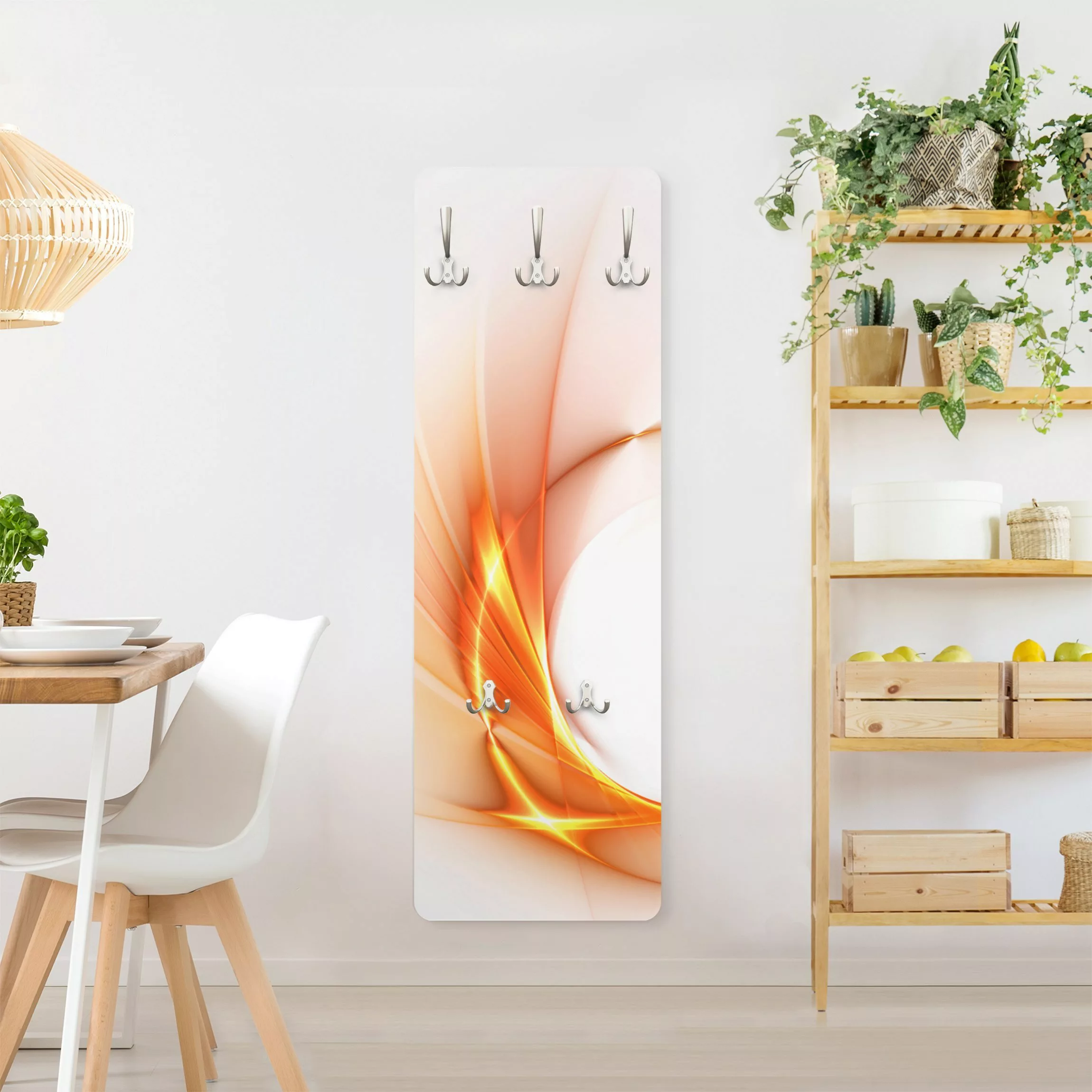Wandgarderobe Holzpaneel Abstrakt Feuerring günstig online kaufen