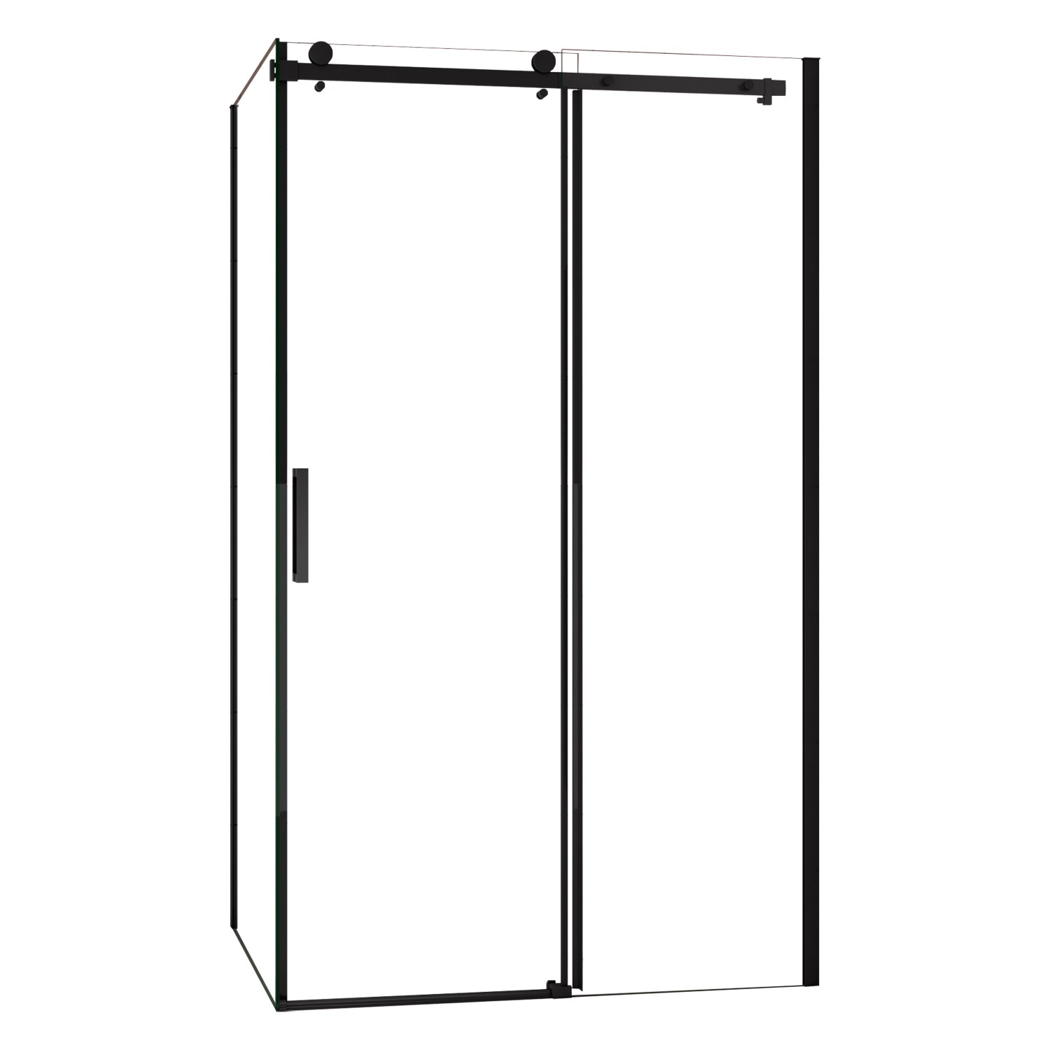 AICA 100x80x200cm Schwarz Schiebetür 8mm NANO ESG Nischentür mit Seitenwand günstig online kaufen