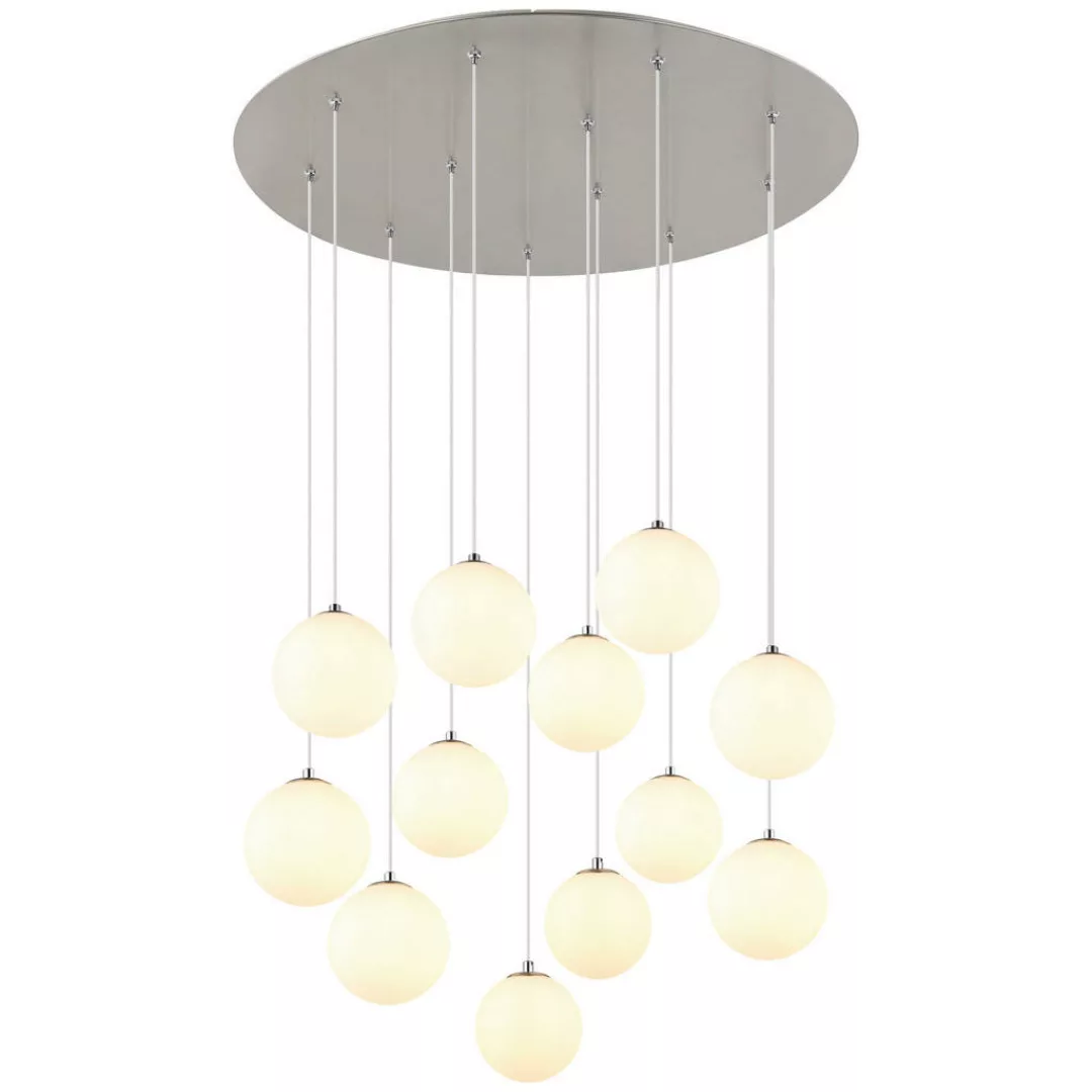 GLOBO Deckenleuchte Opal nickel matt schwarz Glas Metall Kunststoff H/D: ca günstig online kaufen