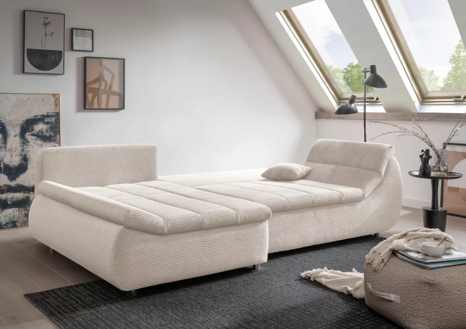 INOSIGN Ecksofa »Imola elegant und bequem, aktuelle Steppung im Sitz, L-For günstig online kaufen