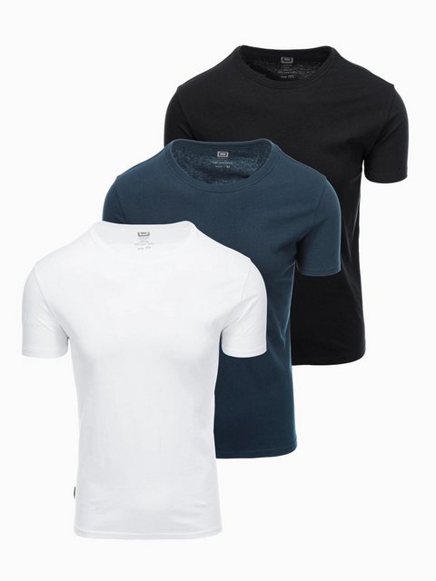 OMBRE T-Shirt BASIC T-Shirt 3erSet für Herren aus Baumwolle mit Rundhalsaus günstig online kaufen