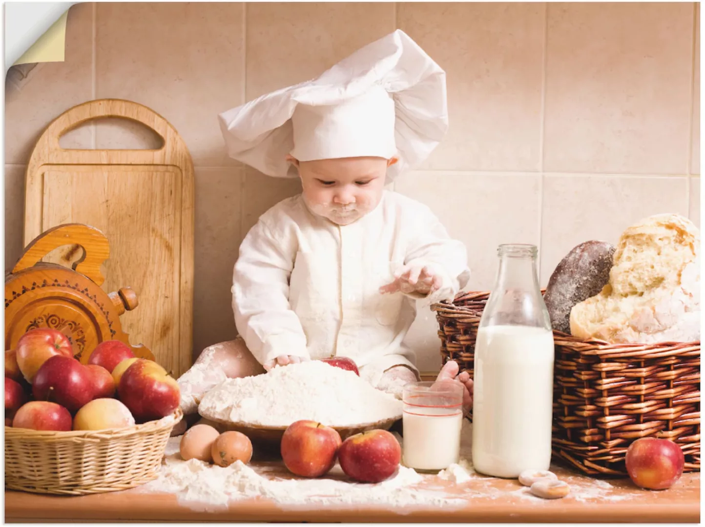 Artland Wandbild "Küche Junge Kind Backen", Bilder von Kindern, (1 St.) günstig online kaufen