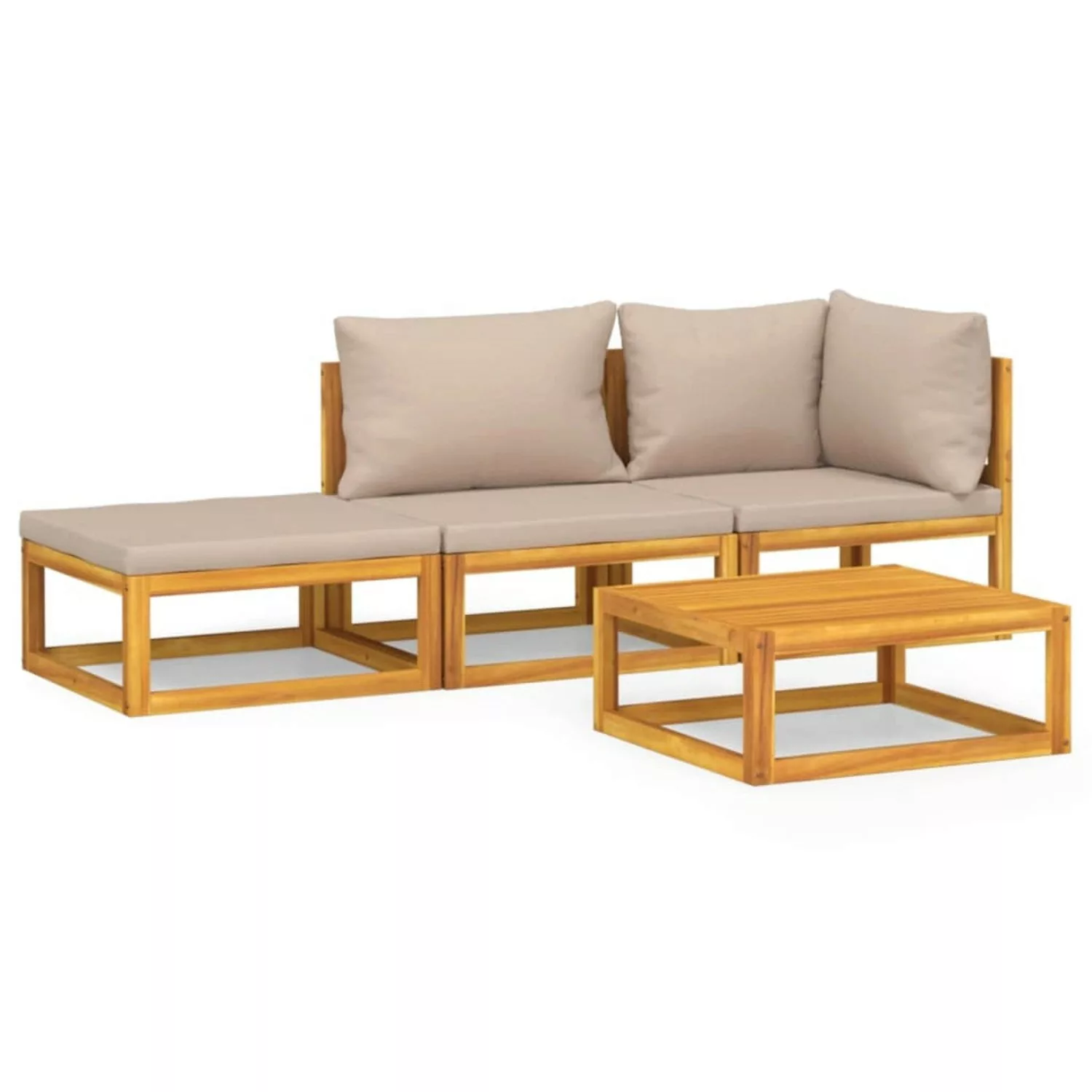 Vidaxl 4-tlg. Garten-lounge-set Mit Taupe Kissen Massivholz günstig online kaufen