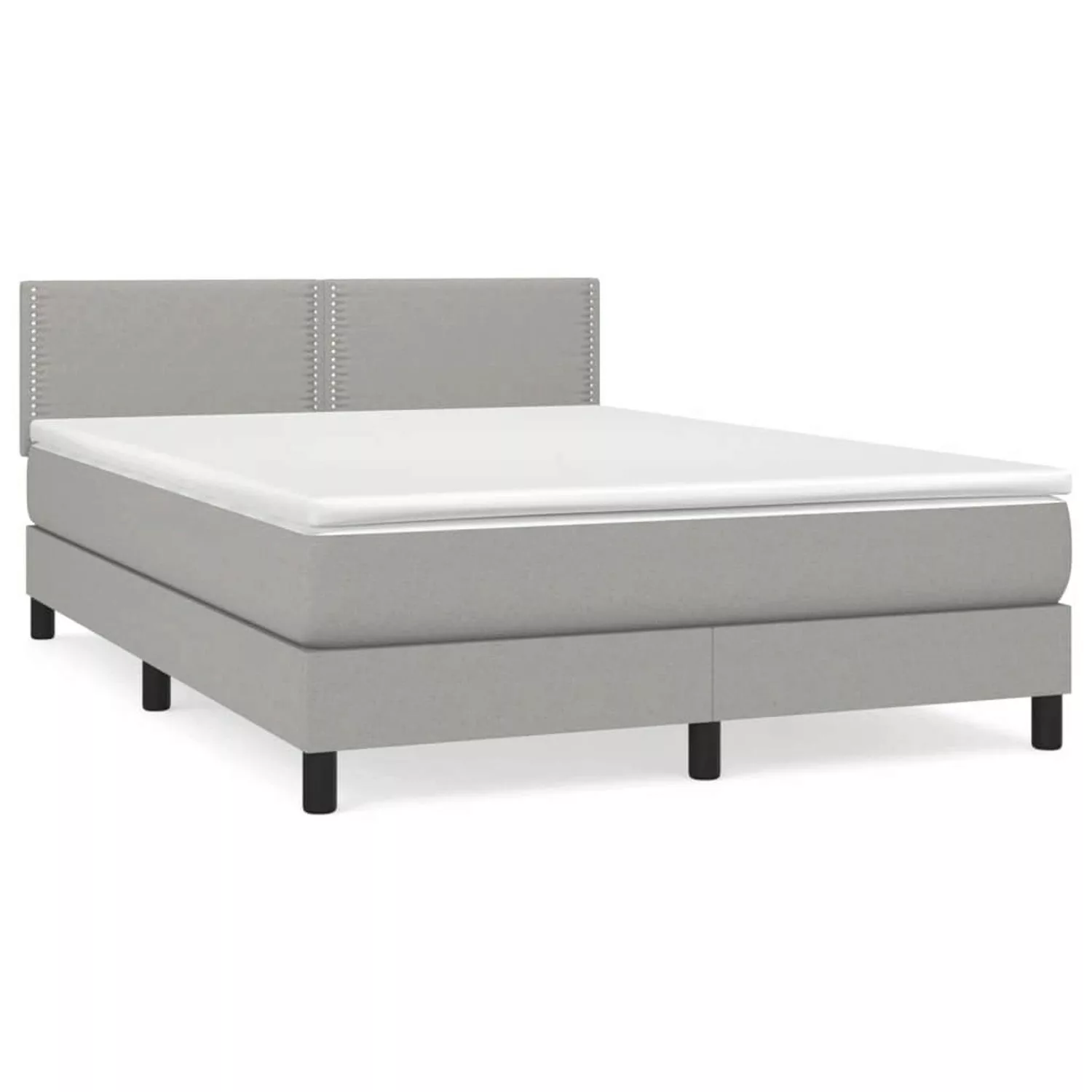 vidaXL Boxspringbett Boxspringbett mit Matratze Hellgrau 140x200 cm Stoff B günstig online kaufen