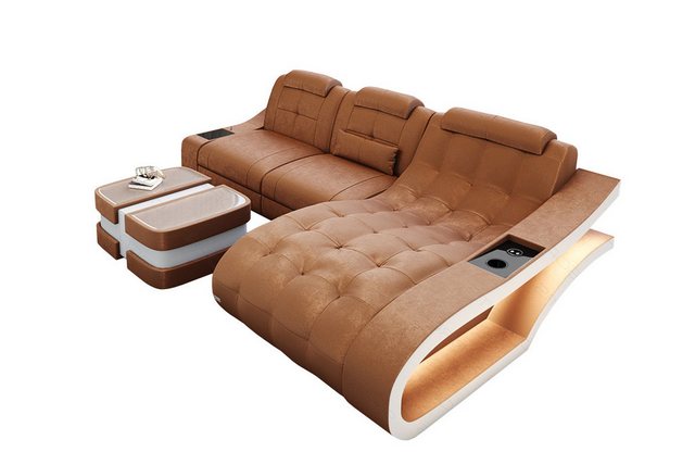 Sofa Dreams Ecksofa Stoff Sofa Polster Couch Elegante S - L Form Samt Stoff günstig online kaufen