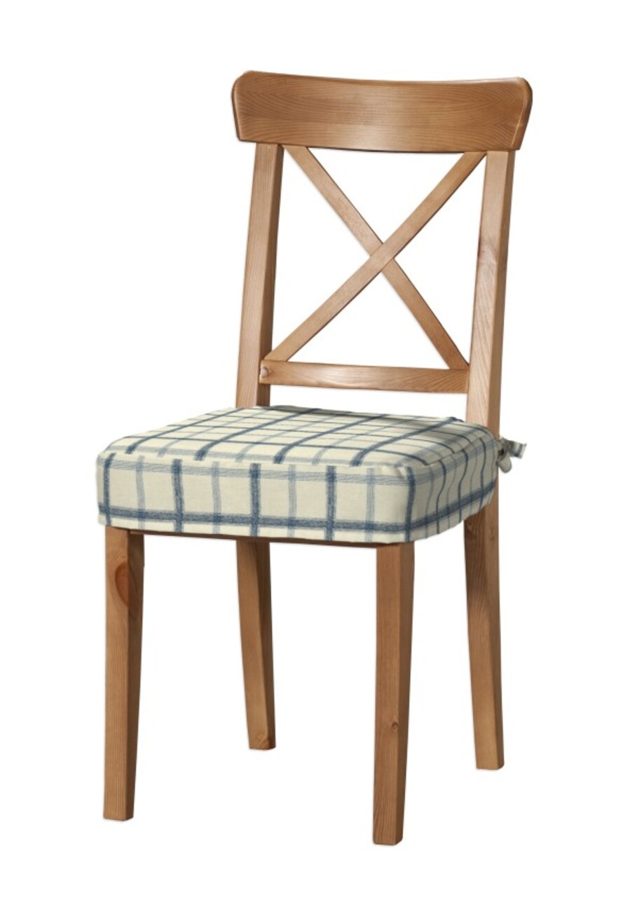 Sitzkissen geeignet für das Ikea Modell Ingolf, blau-creme, Modell Inglof, günstig online kaufen