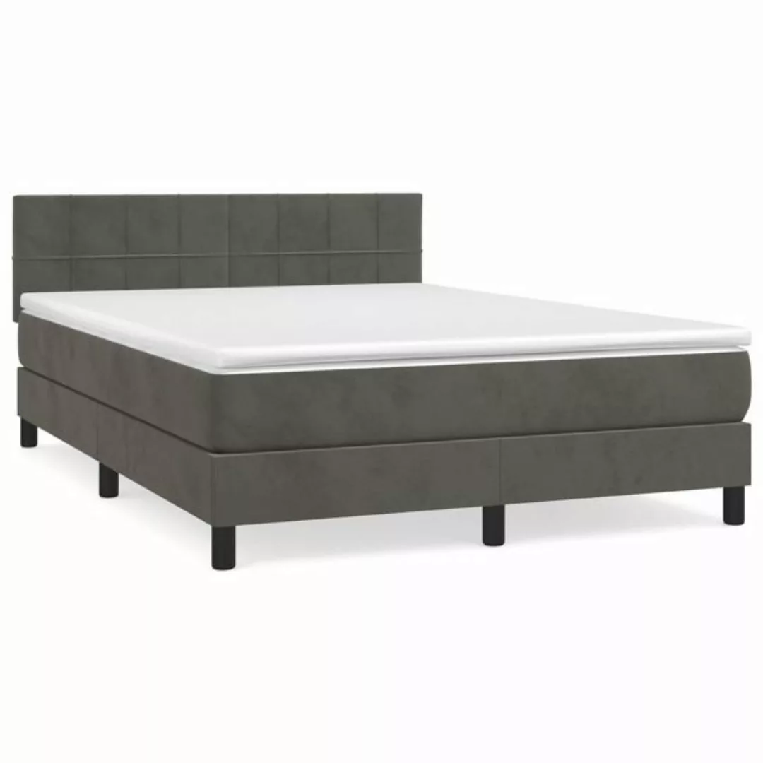 furnicato Bett Boxspringbett mit Matratze Dunkelgrau 140x190 cm Samt günstig online kaufen