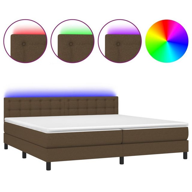 vidaXL Boxspringbett Boxspringbett mit Matratze LED Dunkelbraun 200x200 cm günstig online kaufen