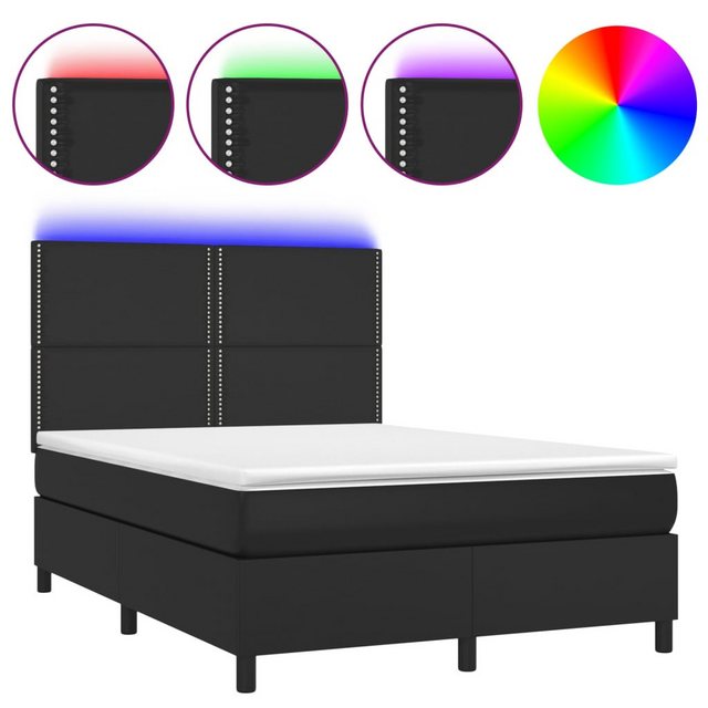 vidaXL Boxspringbett Boxspringbett mit Matratze & LED Kunstleder (140 x 200 günstig online kaufen