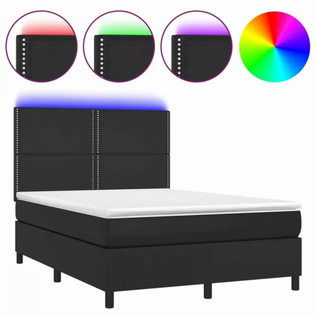 vidaXL Boxspringbett Boxspringbett mit Matratze & LED Kunstleder (140 x 190 günstig online kaufen