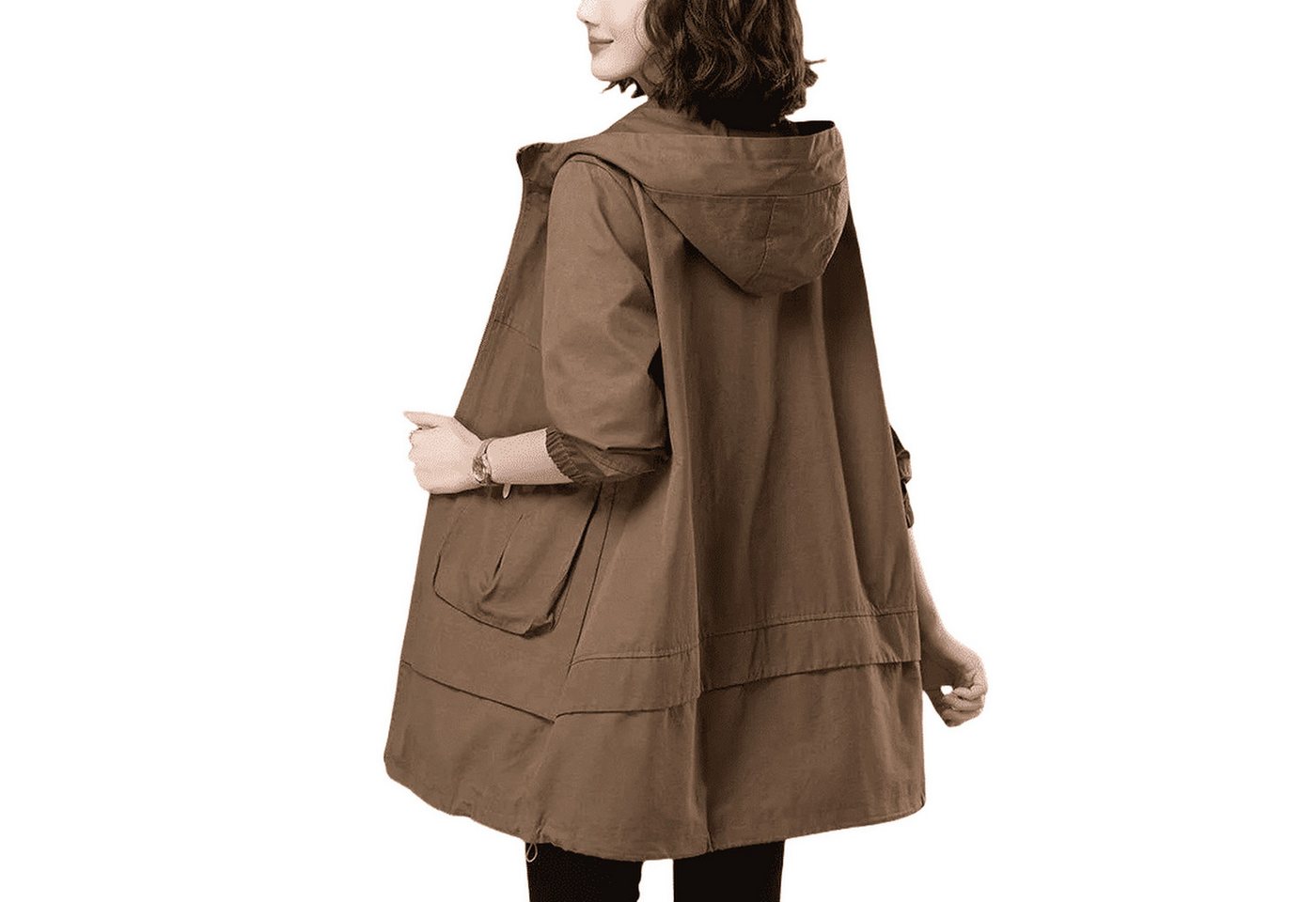 Nebelmeer Funktionsjacke Lockerer Trenchcoat für Damen, mittlere Länge, Frü günstig online kaufen