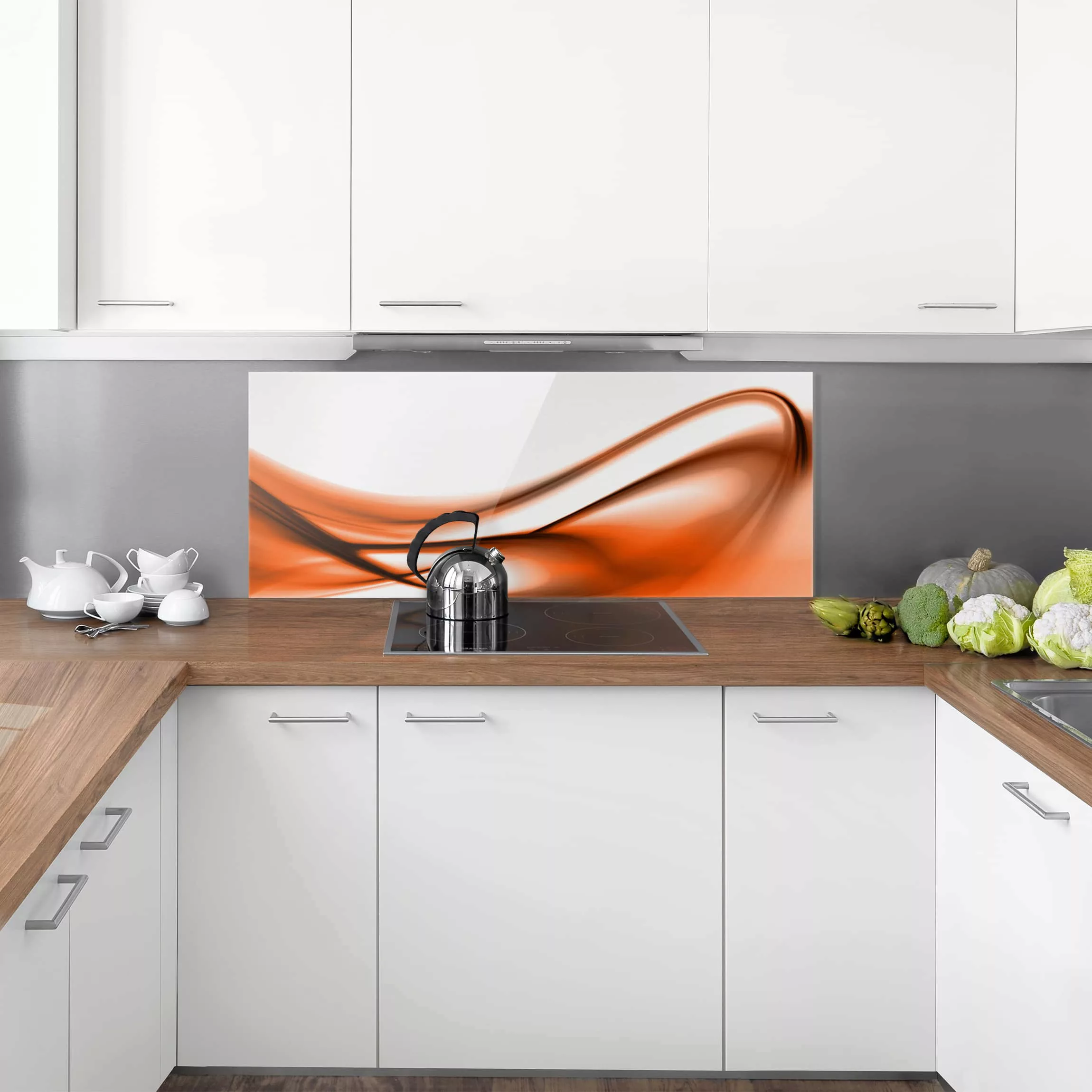 Glas Spritzschutz Abstrakt - Panorama Orange Touch günstig online kaufen