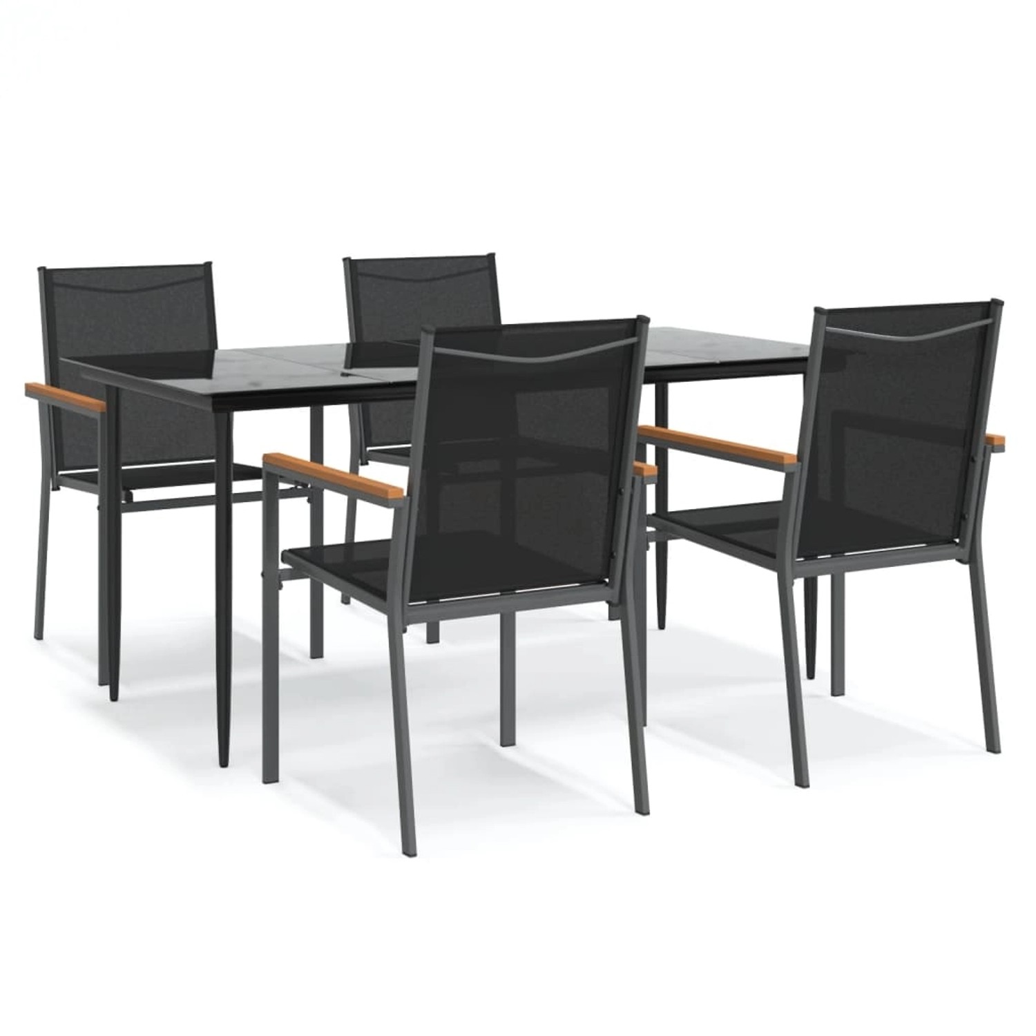 vidaXL 5-Tlg Garten-Essgruppe Schwarz Textilene und Stahl 3187037 günstig online kaufen