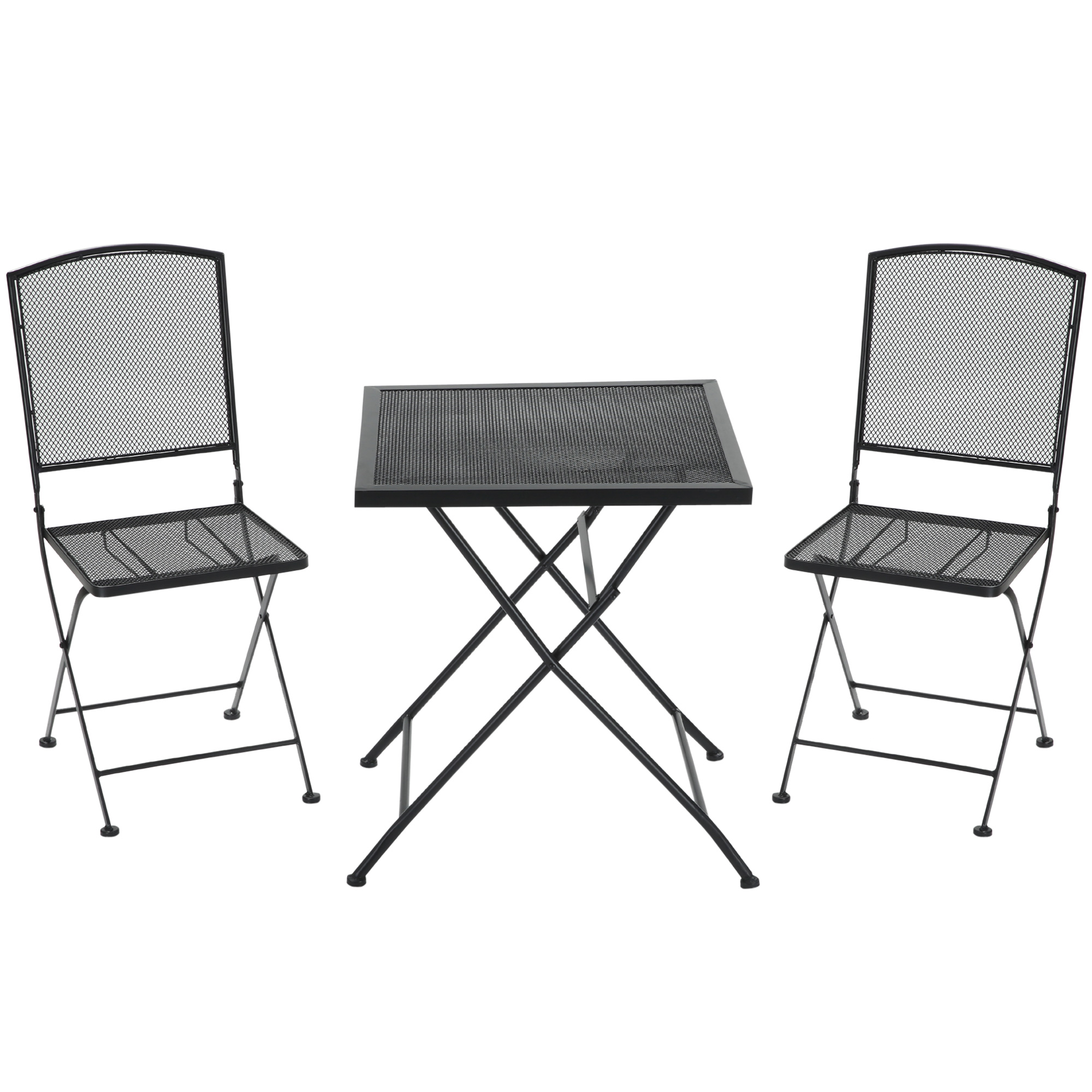 Outsunny Garten Sitzgruppe Bistro-Set 3 Personen mit 1 Tisch und 2 faltbare günstig online kaufen