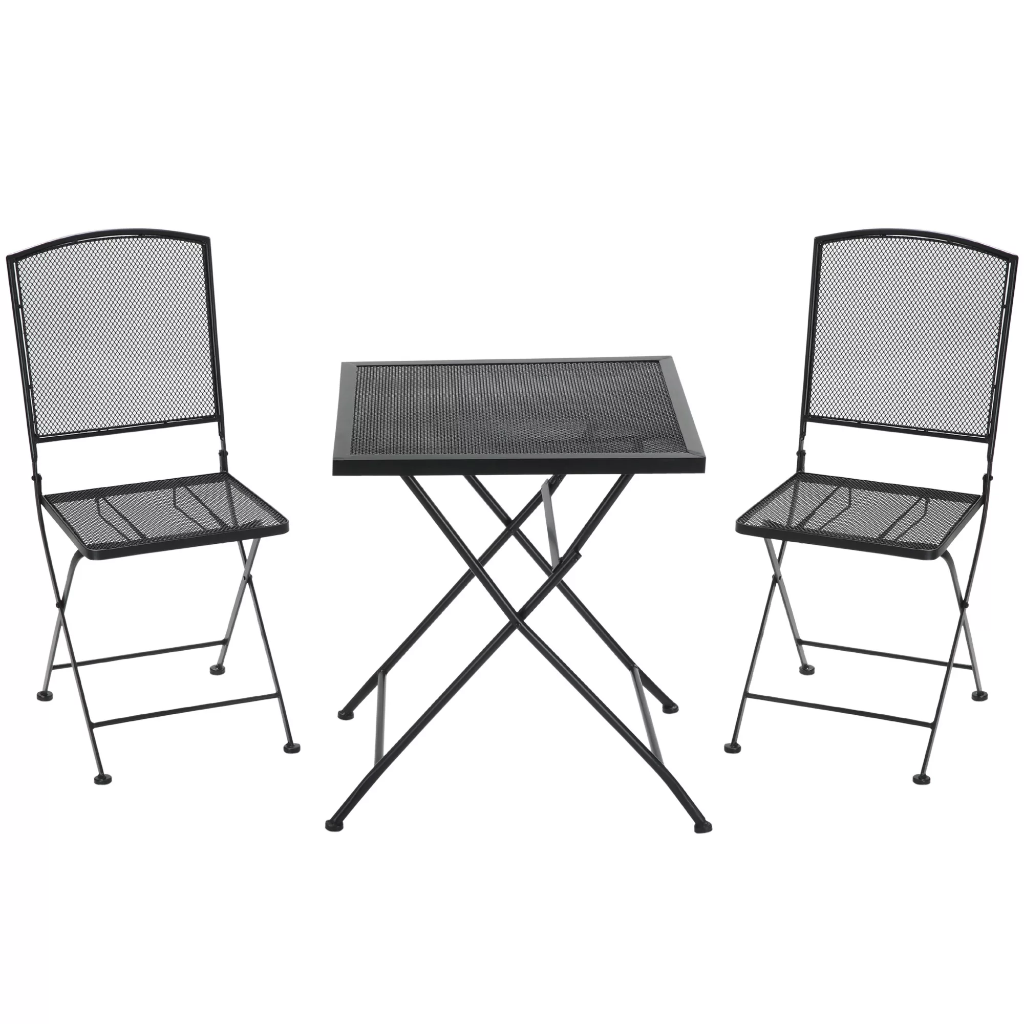 Outsunny Garten Sitzgruppe Bistro-Set 3 Personen mit 1 Tisch und 2 faltbare günstig online kaufen