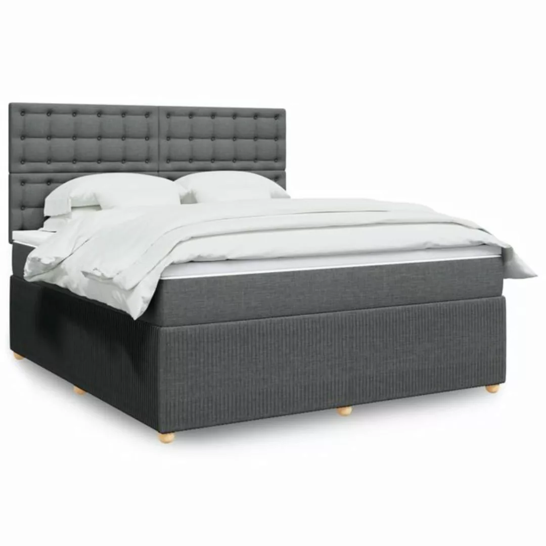 vidaXL Boxspringbett, Boxspringbett mit Matratze Dunkelgrau 180x200 cm Stof günstig online kaufen