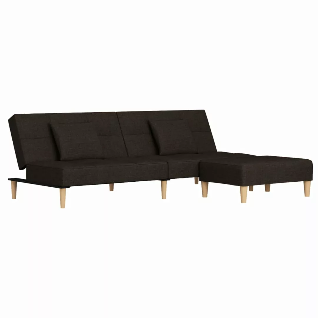 Vidaxl Schlafsofa 2-sitzer Mit 2 Kissen & Hocker Dunkelbraun Stoff günstig online kaufen