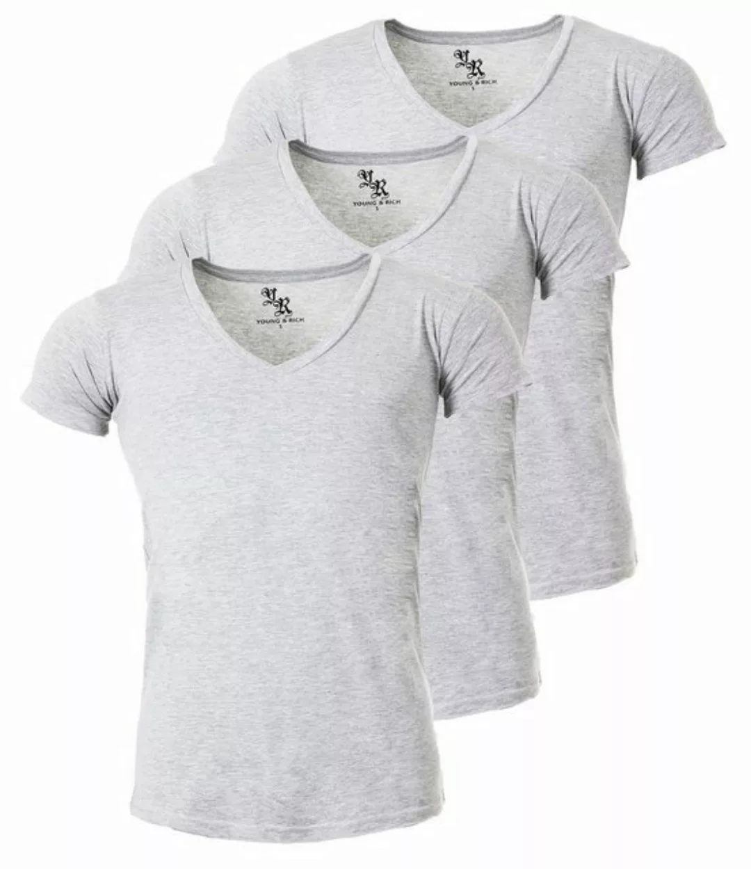 Young & Rich T-Shirt Herren Uni Basic 1315 extra tiefer Ausschnitt 3er Pack günstig online kaufen