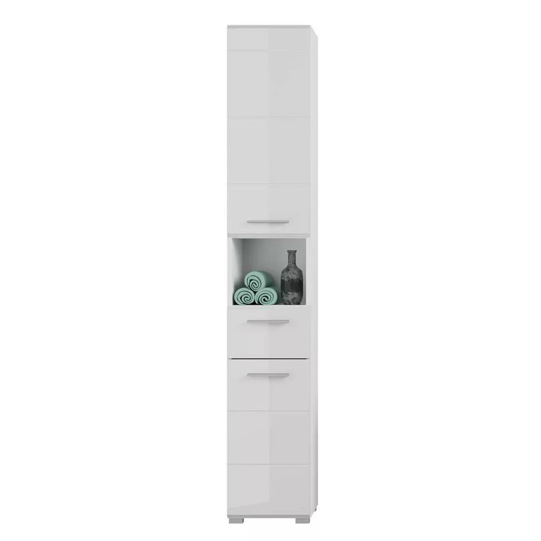 Moderner Badezimmer Hochschrank in Weiß Hochglanz 30 cm breit günstig online kaufen