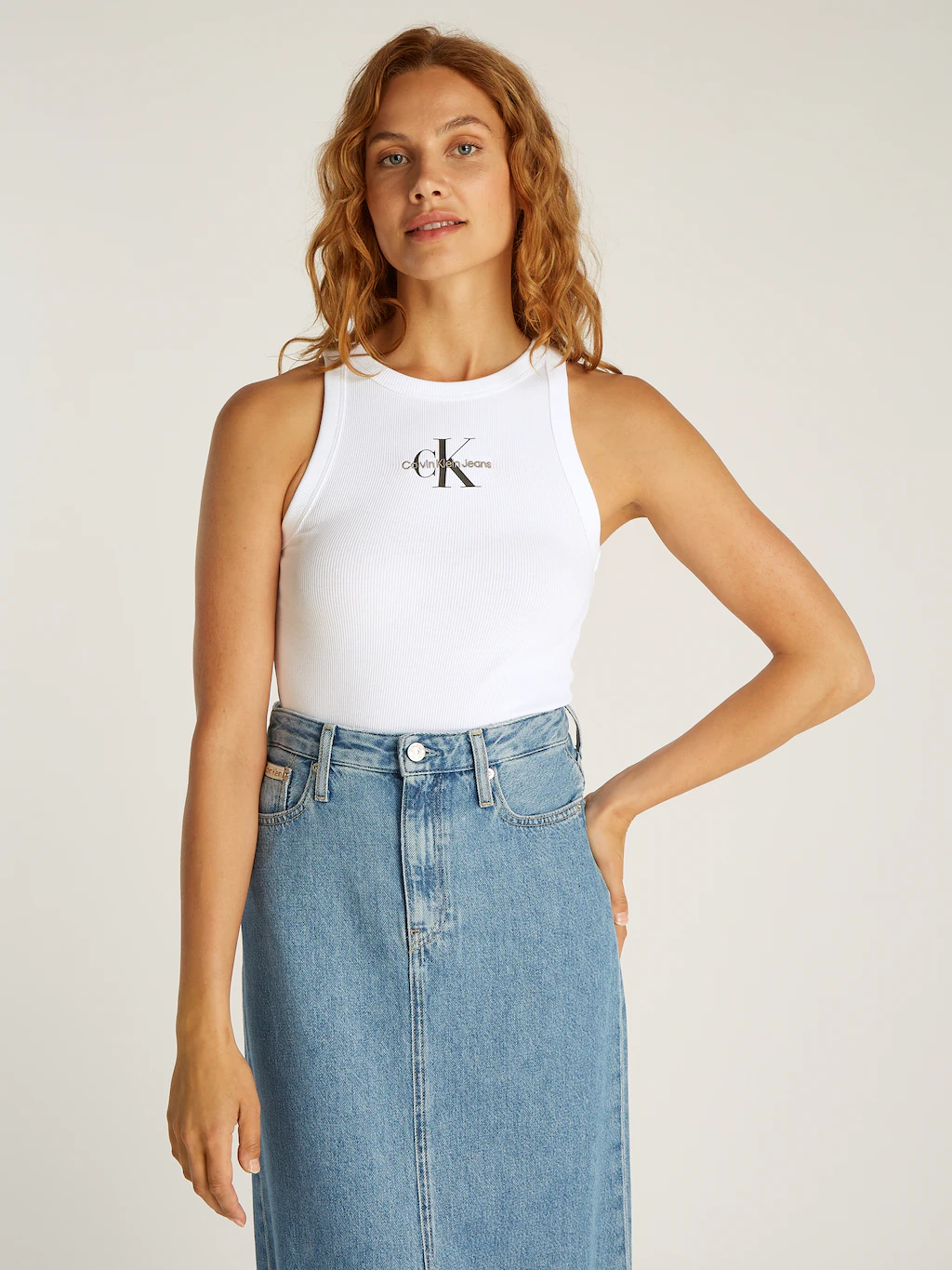 Calvin Klein Jeans Tanktop "MONOLOGO RIB TANK TOP", mit Logostickerei günstig online kaufen