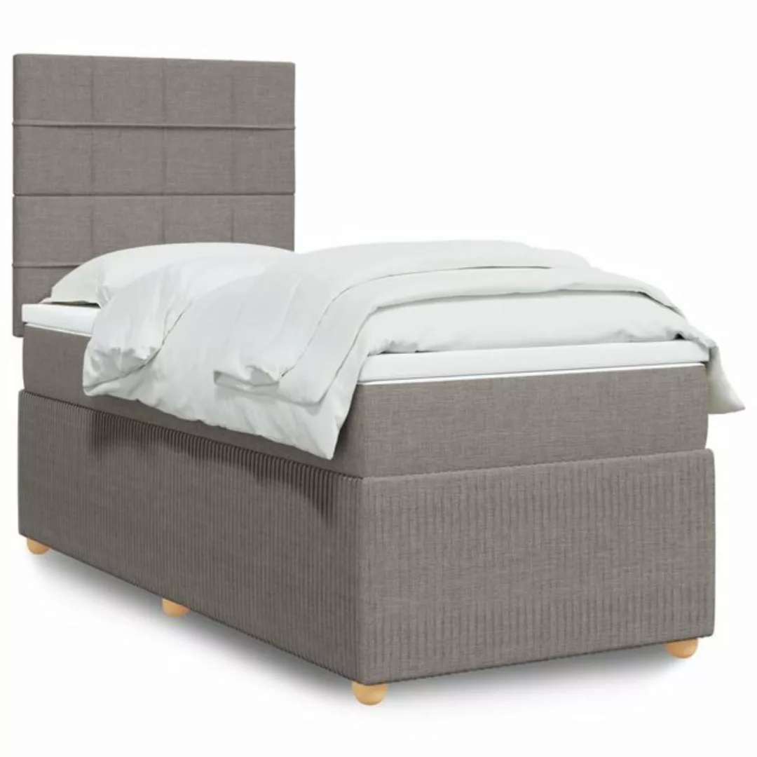 vidaXL Boxspringbett, Boxspringbett mit Matratze Taupe 100x200 cm Stoff günstig online kaufen