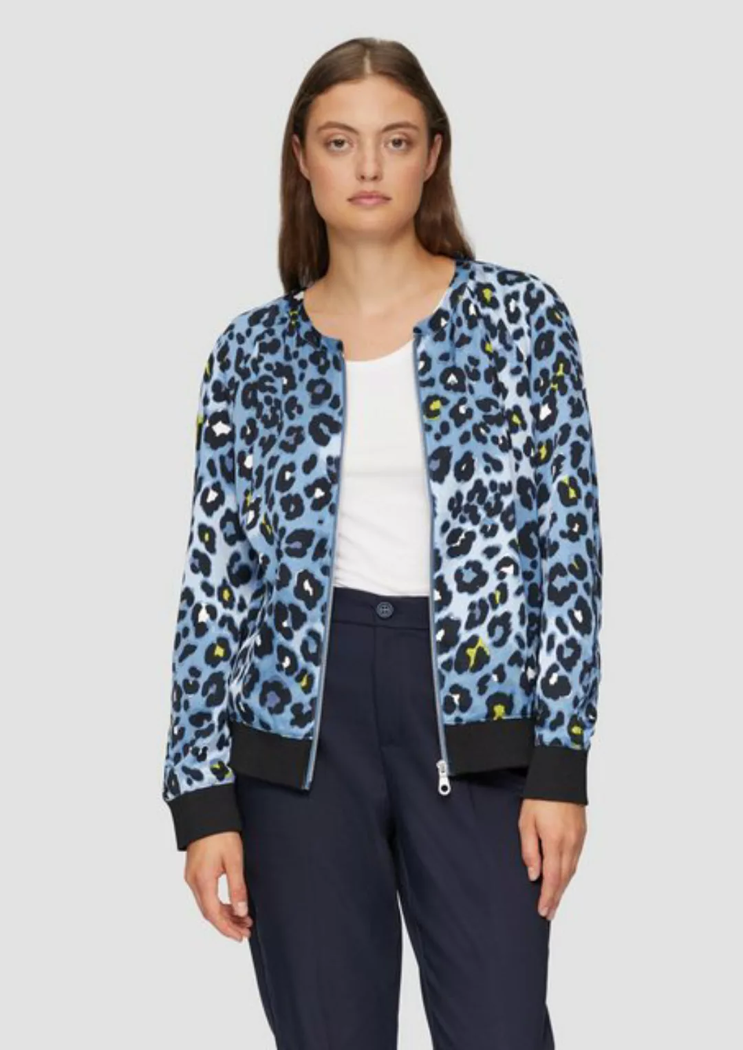 s.Oliver Jackenblazer Satinblouson mit Leo-Print Riegel günstig online kaufen